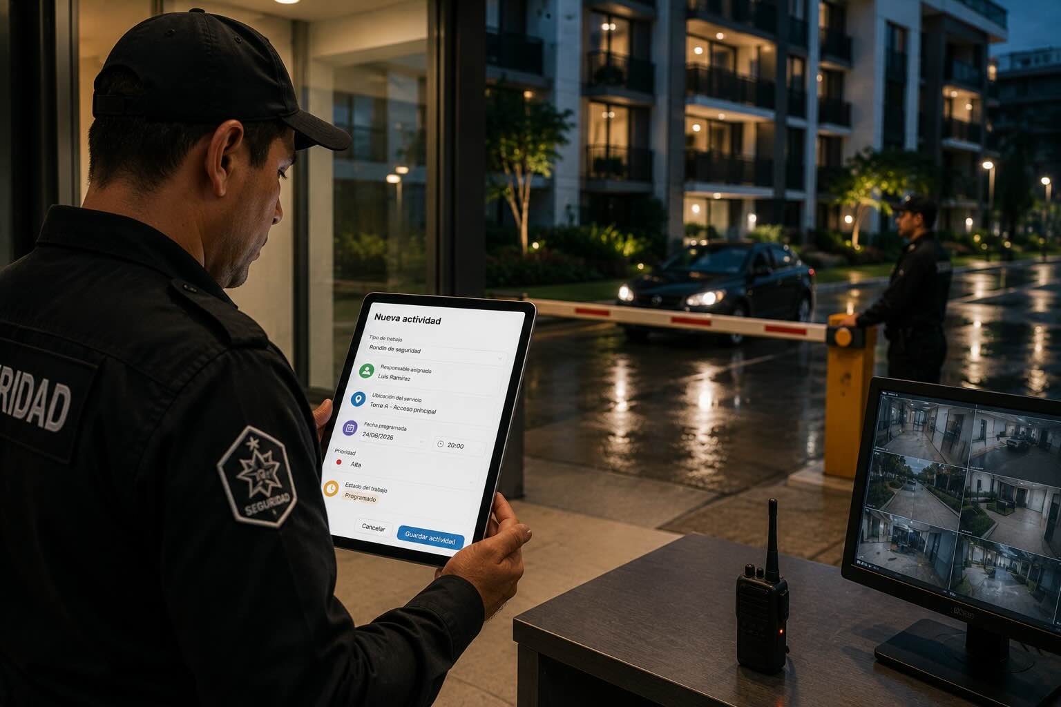 Supervisor revisando órdenes de trabajo y seguimiento operativo en tablet