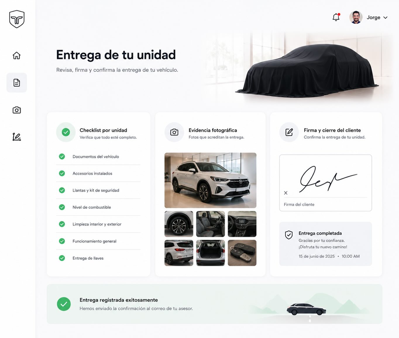Entrega documentada automotriz UBTracker