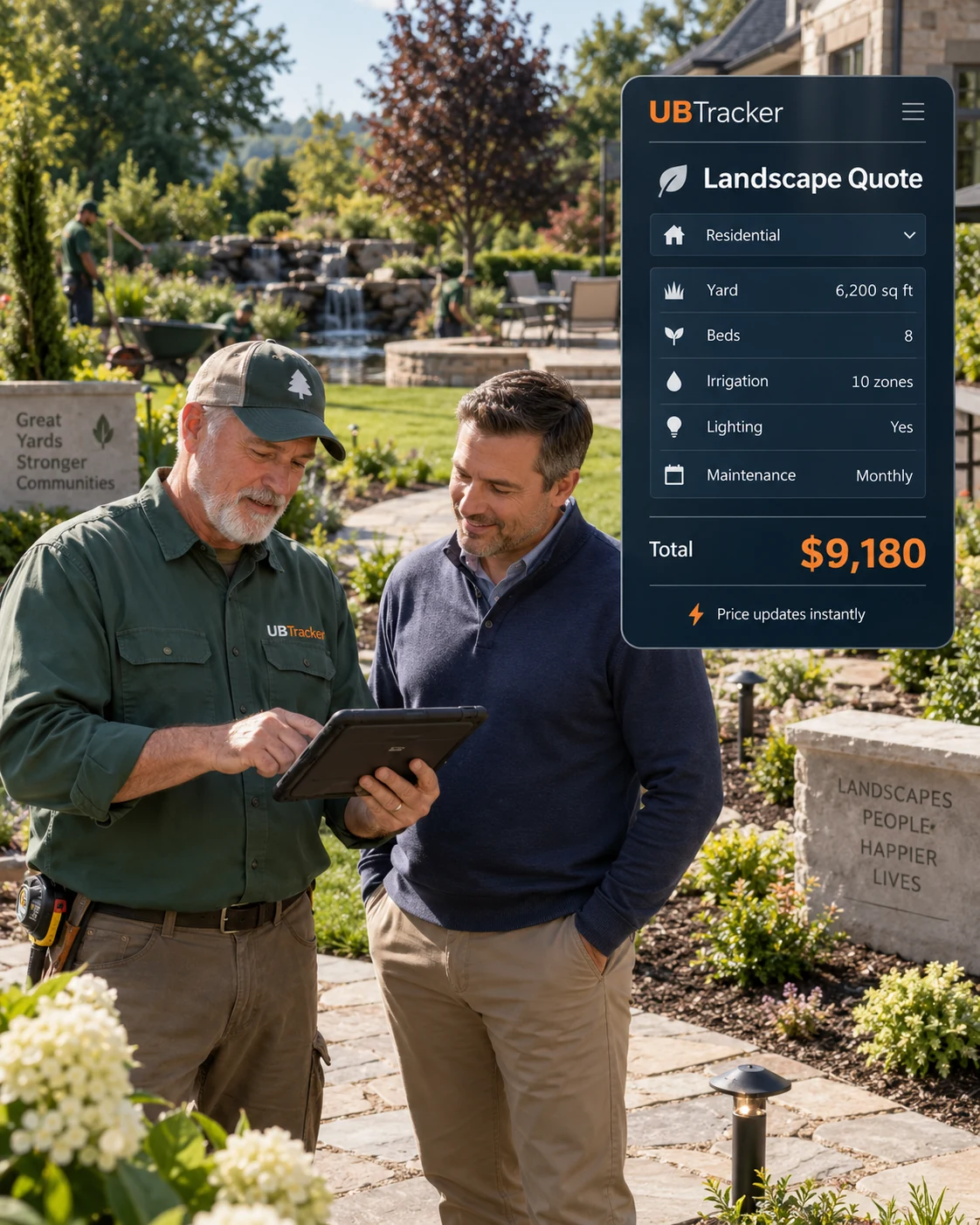 Landscape pricing built from what is actually on the property.